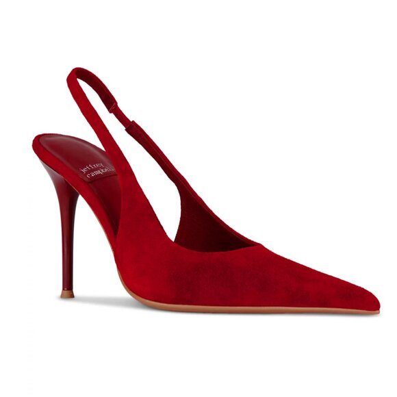 Jeffrey Campbell Womens "You-Wish" Red Suede Slingback Pointed Toe Pumps Size: 9 - Picture 1 of 8